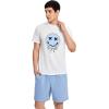 imageFloerns Mens Graphic Print T Shirt Drawstring Waist Shorts Set 2 Piece OutfitA Blue White Graphic