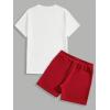 imageFloerns Mens Graphic Print T Shirt Drawstring Waist Shorts Set 2 Piece OutfitRed Floral