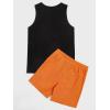 imageFloerns Mens Tribal Drawstring Shorts Set Sleeveless Tank Top Two Piece OutfitOrange Multi