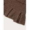 imageFloerns WomenS Knit Off Shoulder Slit Asymmetrical Hem Drawstring front 34 Sleeve Crop Top Pleated Mini Skirt SuitBrown
