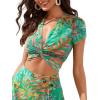 imageFloerns Womens 2 Piece Boho Twist Front Top and High Split Maxi Skirt SetAqua Green