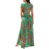imageFloerns Womens 2 Piece Boho Twist Front Top and High Split Maxi Skirt SetAqua Green