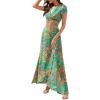 imageFloerns Womens 2 Piece Boho Twist Front Top and High Split Maxi Skirt SetAqua Green