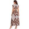 imageFloerns Womens 2 Piece Boho Twist Front Top and High Split Maxi Skirt SetBrown New
