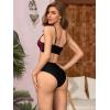 imageFloerns Womens 2 Piece Color Block Sequin High Waisted Bikini SwimsuitBlack Maroon Multi