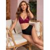 imageFloerns Womens 2 Piece Color Block Sequin High Waisted Bikini SwimsuitBlack Maroon Multi