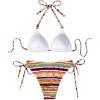 imageFloerns Womens 2 Piece Color Block Sequin High Waisted Bikini SwimsuitWhite Multi