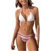 imageFloerns Womens 2 Piece Color Block Sequin High Waisted Bikini SwimsuitWhite Multi