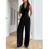 imageFloerns Womens 2 Piece Outfit Button Front Waistcoat with Wide Leg Pants SetBlack