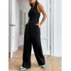 imageFloerns Womens 2 Piece Outfit Button Front Waistcoat with Wide Leg Pants SetBlack