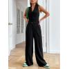imageFloerns Womens 2 Piece Outfit Button Front Waistcoat with Wide Leg Pants SetBlack