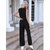 imageFloerns Womens 2 Piece Outfit Button Front Waistcoat with Wide Leg Pants SetBlack Solid