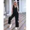 imageFloerns Womens 2 Piece Outfit Button Front Waistcoat with Wide Leg Pants SetBlack Solid