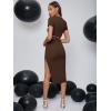 imageFloerns Womens 2 Piece Outfit Crisscross Tie Back Crop Top Split Hem Skirt SetCoffee Brown