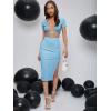 imageFloerns Womens 2 Piece Outfit Crisscross Tie Back Crop Top Split Hem Skirt SetLight Blue