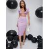imageFloerns Womens 2 Piece Outfit Crisscross Tie Back Crop Top Split Hem Skirt SetLilac Purple