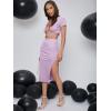 imageFloerns Womens 2 Piece Outfit Crisscross Tie Back Crop Top Split Hem Skirt SetLilac Purple
