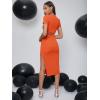imageFloerns Womens 2 Piece Outfit Crisscross Tie Back Crop Top Split Hem Skirt SetOrange