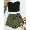 imageFloerns Womens 2 Piece Outfit Summer Plain Tube Crop Top with ShortsBlack Green