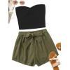 imageFloerns Womens 2 Piece Outfit Summer Plain Tube Crop Top with ShortsMulti B