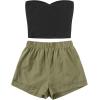 imageFloerns Womens 2 Piece Outfit Summer Plain Tube Crop Top with ShortsMulti B