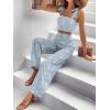 imageFloerns Womens 2 Piece Summer Outfit Floral Print Knot Shoulder Zip Back Crop Cami Top and Maxi Pants SetLight Blue