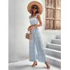 imageFloerns Womens 2 Piece Summer Outfit Floral Print Knot Shoulder Zip Back Crop Cami Top and Maxi Pants SetLight Blue