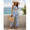 imageFloerns Womens 2 Piece Summer Outfit Floral Print Knot Shoulder Zip Back Crop Cami Top and Maxi Pants SetLight Multi Flower