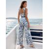 imageFloerns Womens 2 Piece Summer Outfit Floral Print Knot Shoulder Zip Back Crop Cami Top and Maxi Pants SetLight Multi Flower