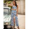 imageFloerns Womens 2 Piece Summer Outfit Floral Print Knot Shoulder Zip Back Crop Cami Top and Maxi Pants SetLight Multi Flower