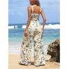 imageFloerns Womens 2 Piece Summer Outfit Floral Print Knot Shoulder Zip Back Crop Cami Top and Maxi Pants SetLight Yellow