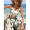 imageFloerns Womens 2 Piece Summer Outfit Floral Print Knot Shoulder Zip Back Crop Cami Top and Maxi Pants SetLight Yellow