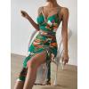 imageFloerns Womens Criss Cross Cami Top Drawstring Split Skirt Set Two Piece OutfitGreen