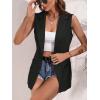 imageFloerns Womens Elegant Sleeveless Open Front Lapel Collar Vest Blazer JacketBlack