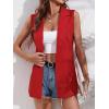 imageFloerns Womens Elegant Sleeveless Open Front Lapel Collar Vest Blazer JacketRed