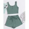 imageFloerns Womens Knit 2 Piece Lounge Set Shorts and Crop Tank Top OutfitMint Green