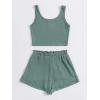 imageFloerns Womens Knit 2 Piece Lounge Set Shorts and Crop Tank Top OutfitMint Green