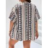 imageFloerns Womens Plus Size 2 Piece Outfit Printed Open Front Kimono and Shorts SetWhite Geo