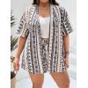 imageFloerns Womens Plus Size 2 Piece Outfit Printed Open Front Kimono and Shorts SetWhite Geo