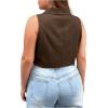 imageFloerns Womens Plus Size Lapel Neck Sleeveless Button Front Office Vest BlazerBrown