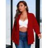 imageFloerns Womens Plus Size Long Sleeve Lapel Open Front Work Office Blazer JacketBurgundy