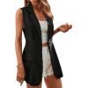 imageFloerns Womens Sleeveless Button Front Collar Neck Vest Blazer JacketBlack