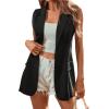 imageFloerns Womens Sleeveless Button Front Collar Neck Vest Blazer JacketBlack