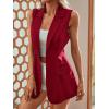 imageFloerns Womens Sleeveless Button Front Collar Neck Vest Blazer JacketBurgundy