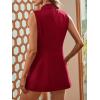 imageFloerns Womens Sleeveless Button Front Collar Neck Vest Blazer JacketBurgundy
