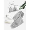imageFloerns Womens Sweatsuits Bra and Sweatpants Set 2 Pieces Jogger TracksuitA Light Grey