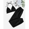 imageFloerns Womens Sweatsuits Bra and Sweatpants Set 2 Pieces Jogger TracksuitBlack