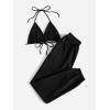 imageFloerns Womens Sweatsuits Bra and Sweatpants Set 2 Pieces Jogger TracksuitBlack