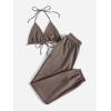 imageFloerns Womens Sweatsuits Bra and Sweatpants Set 2 Pieces Jogger TracksuitBrown