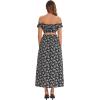 imageFloerns Womens Two Piece Outfit Floral Crop Top and Split Long Skirt SetBlack Floral